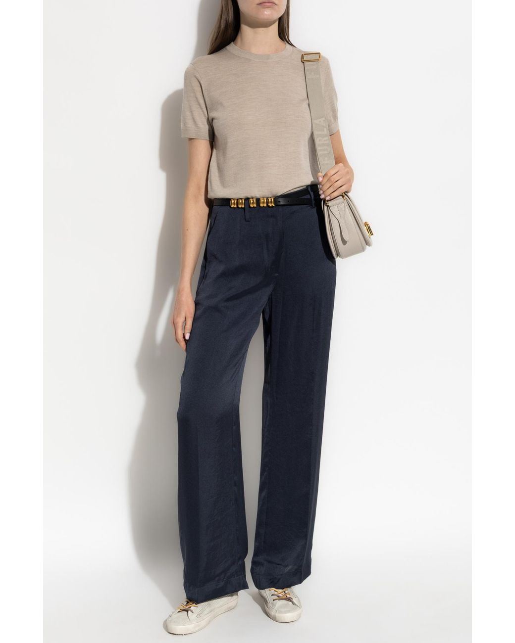 Theory Blue Trousers With A Satin Finish