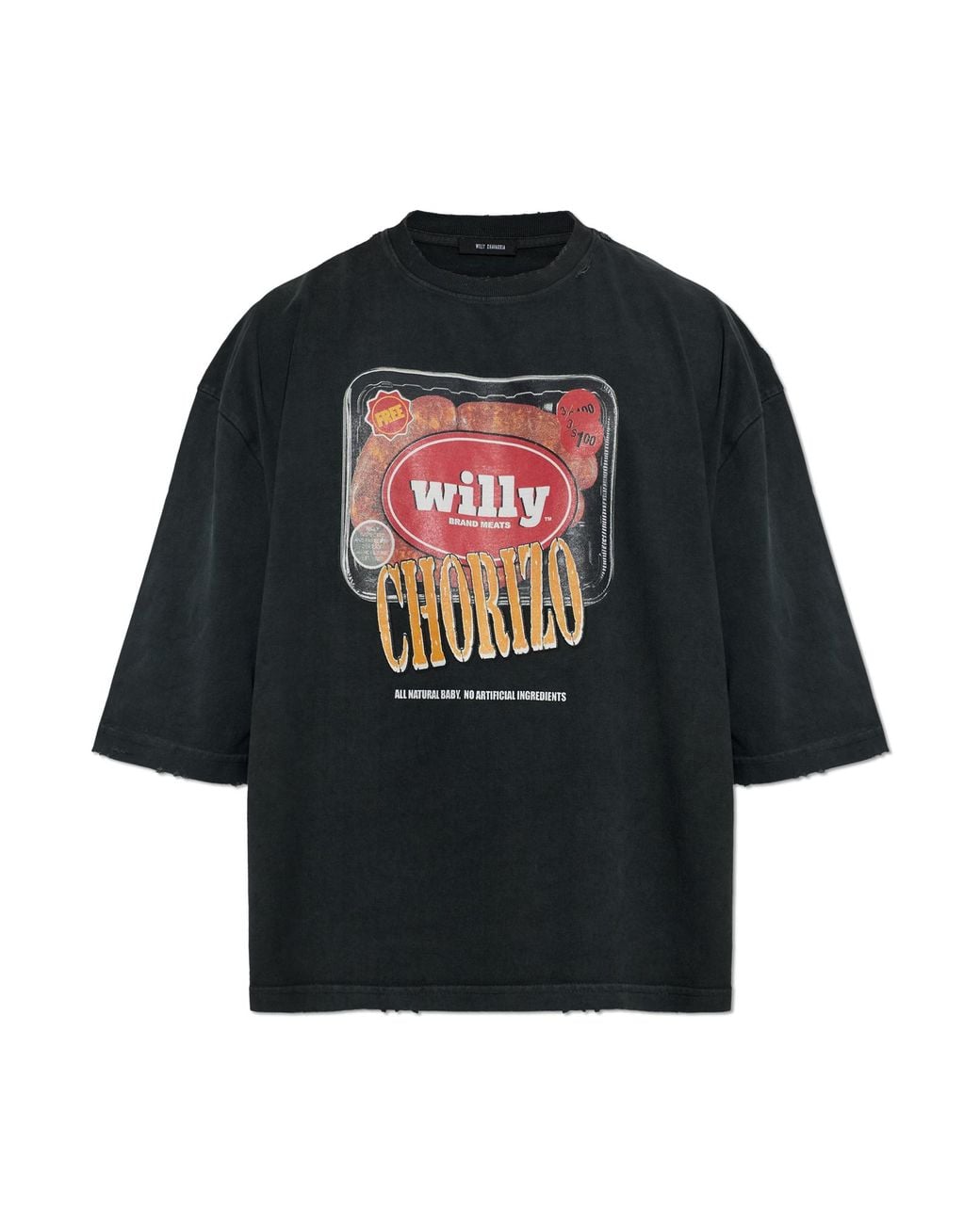 Willy Chavarria Black Cotton T-Shirt 'Os Especial Chorizo Buffalo' for men