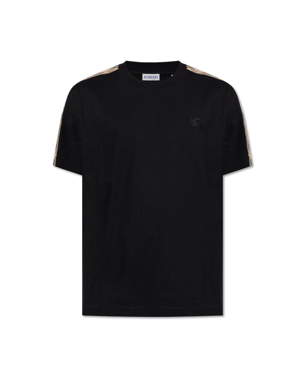 Burberry Black T-Shirt With Embroidered Logo for men