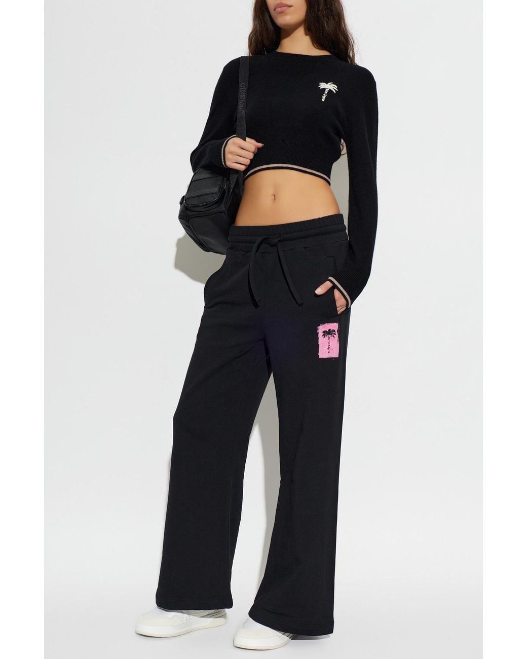 Palm Angels Black Wool Sweater With Embroidered Logo