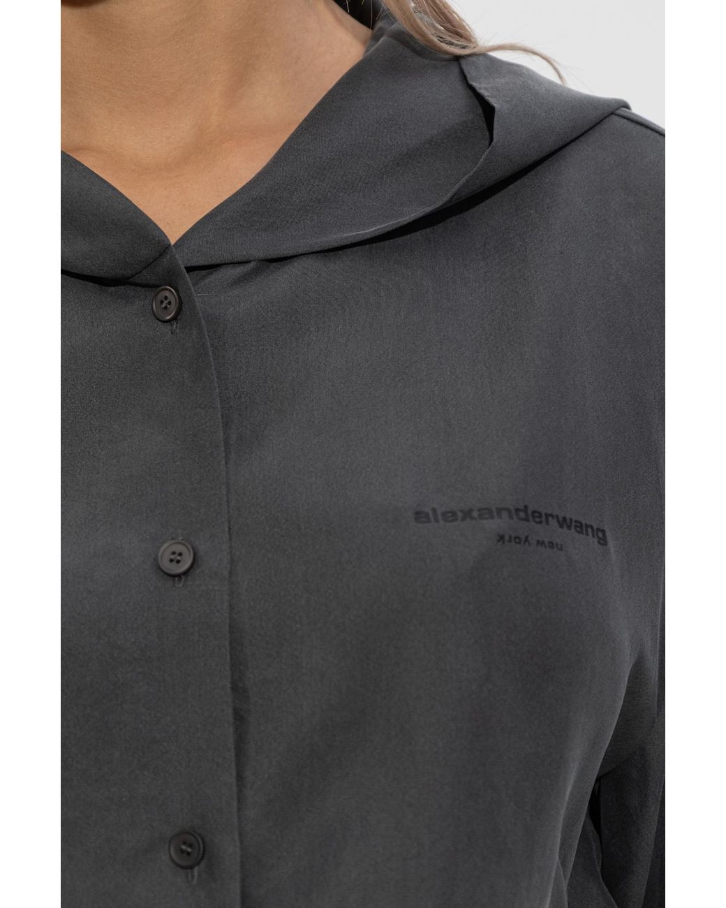 Alexander Wang Black Silk Blouse With Logo