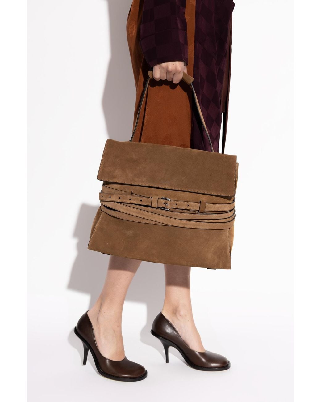 Moschino Brown Suede Handbag