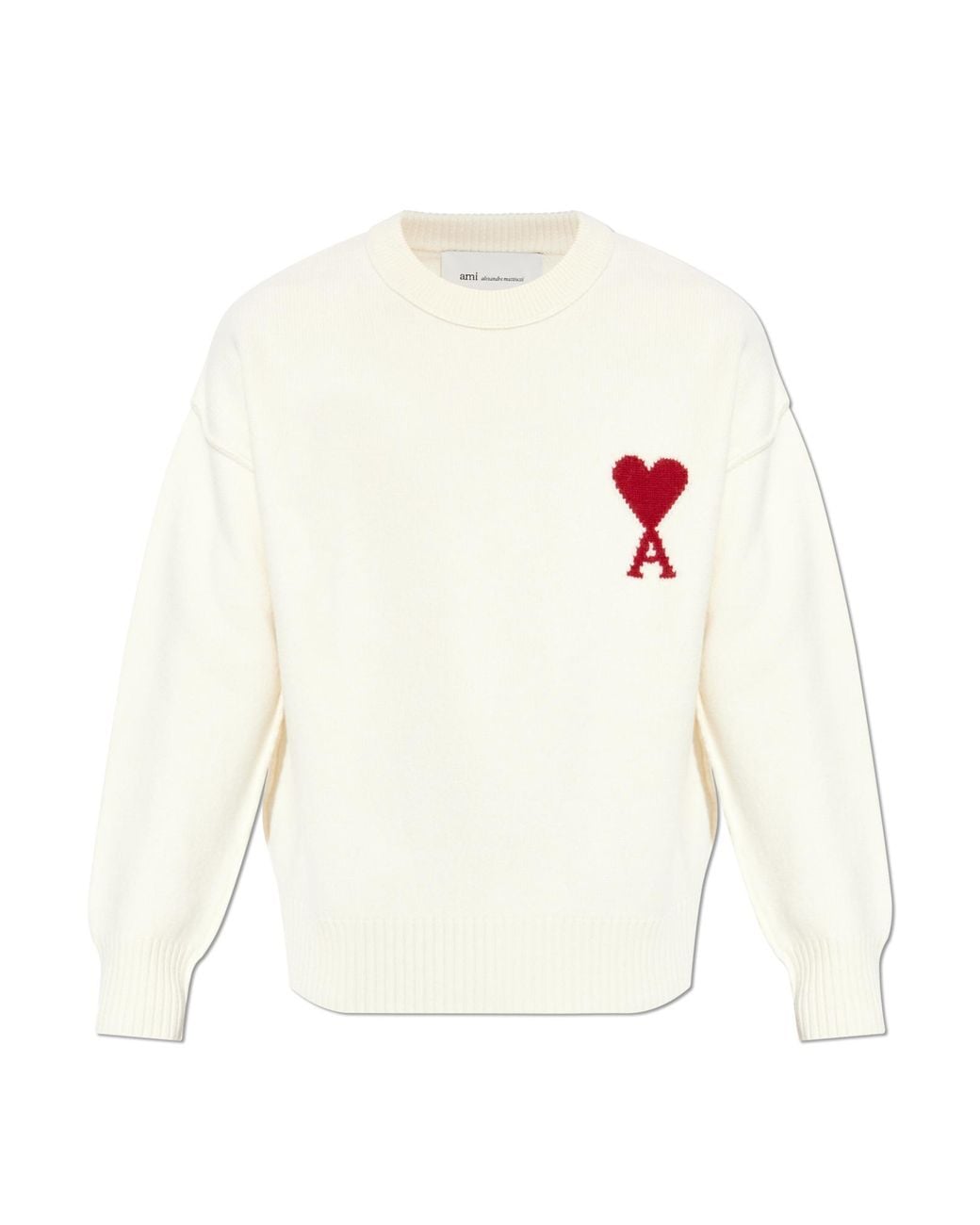 AMI Blue Wool Sweater With Logo for men