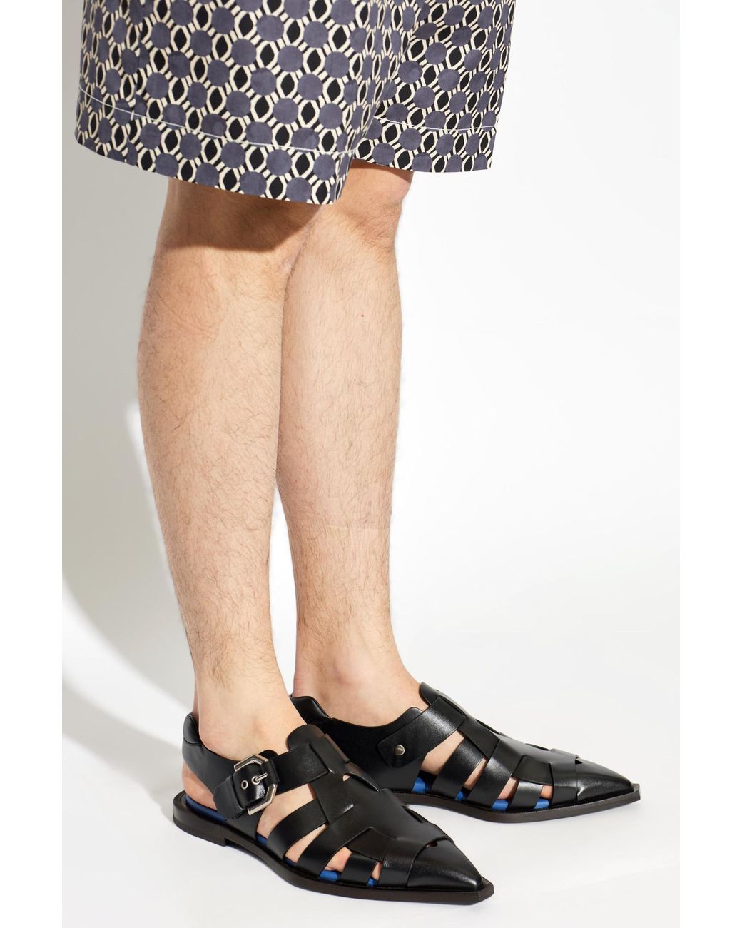 Lanvin Black Leather Sandals for men