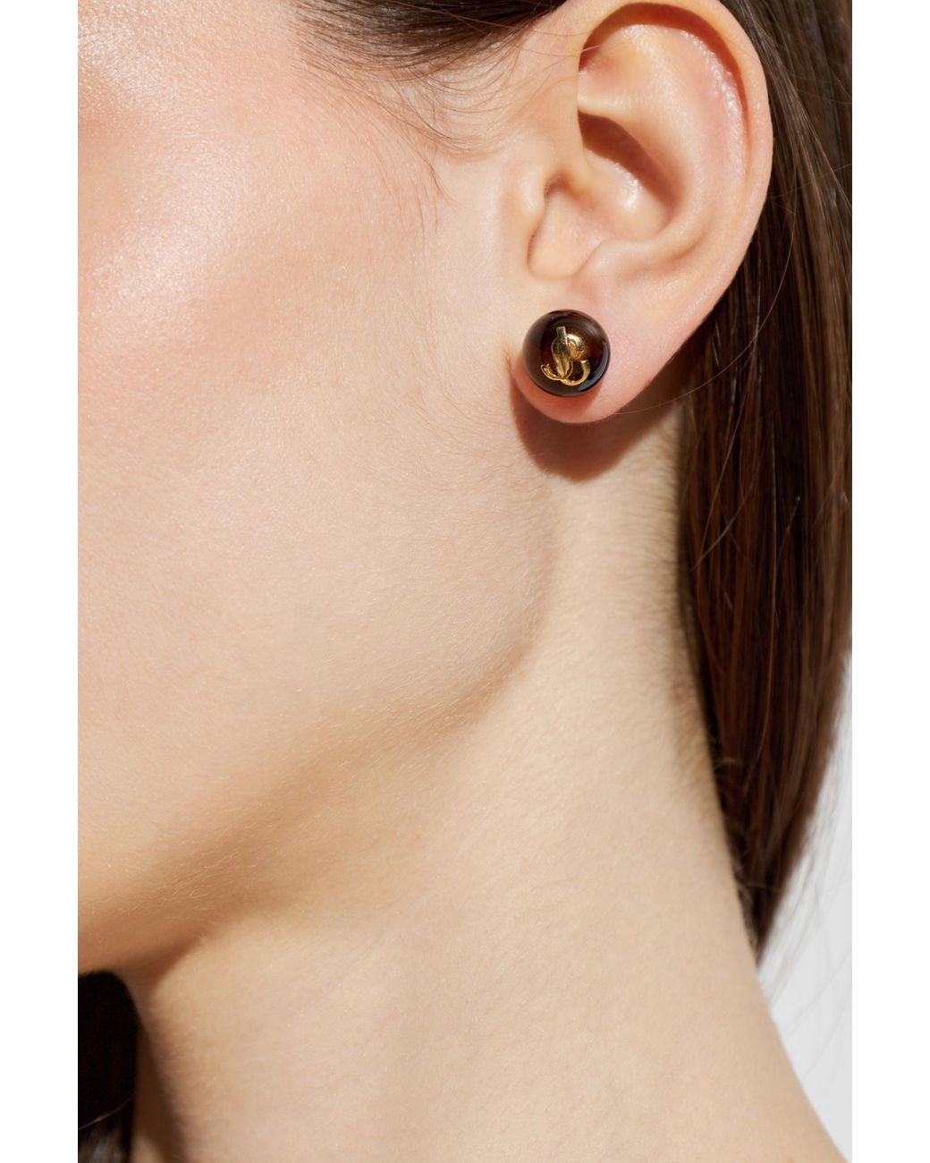 Jimmy Choo Brown Earrings With Logo