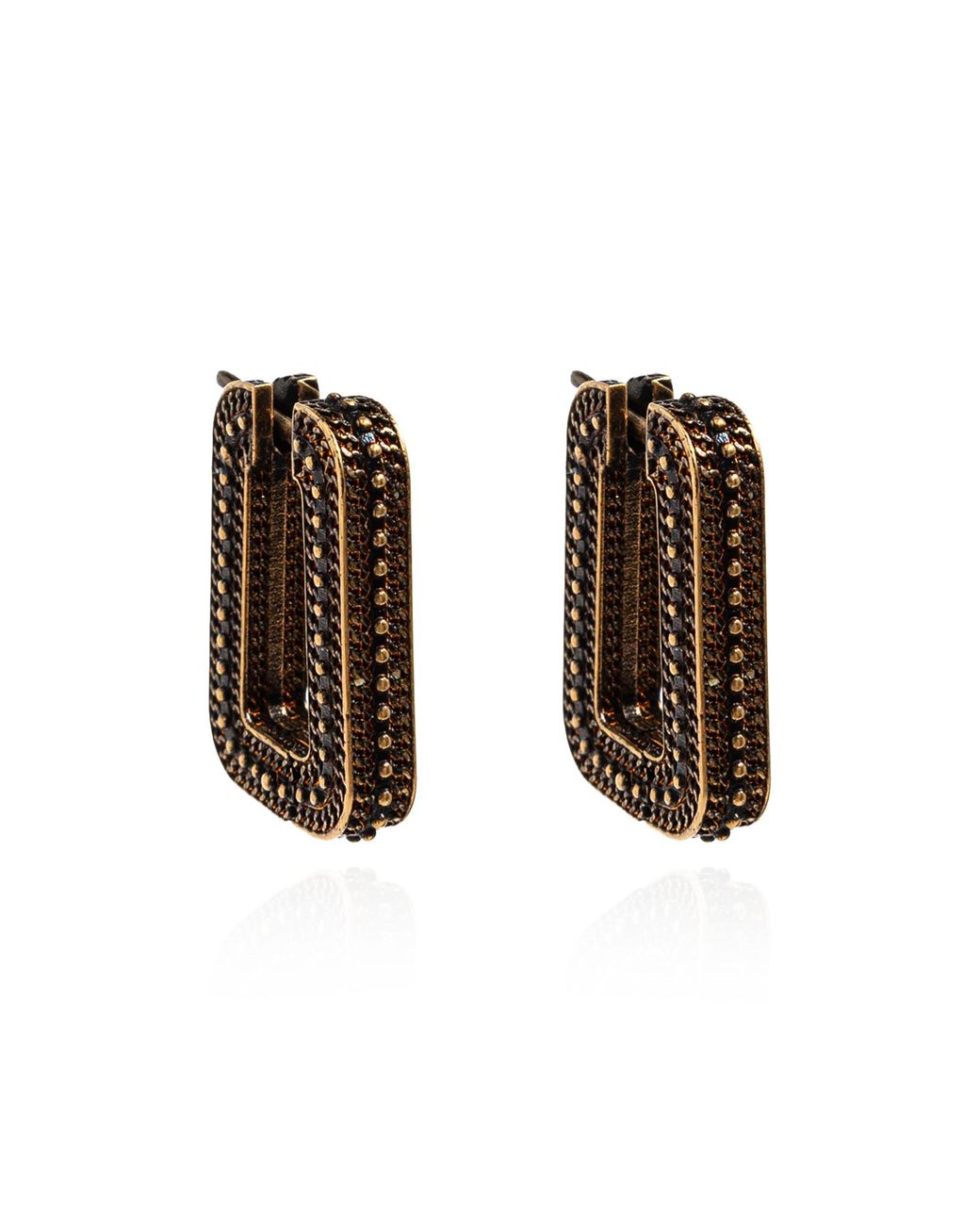 Versace Black Brass Earrings With Logo for men
