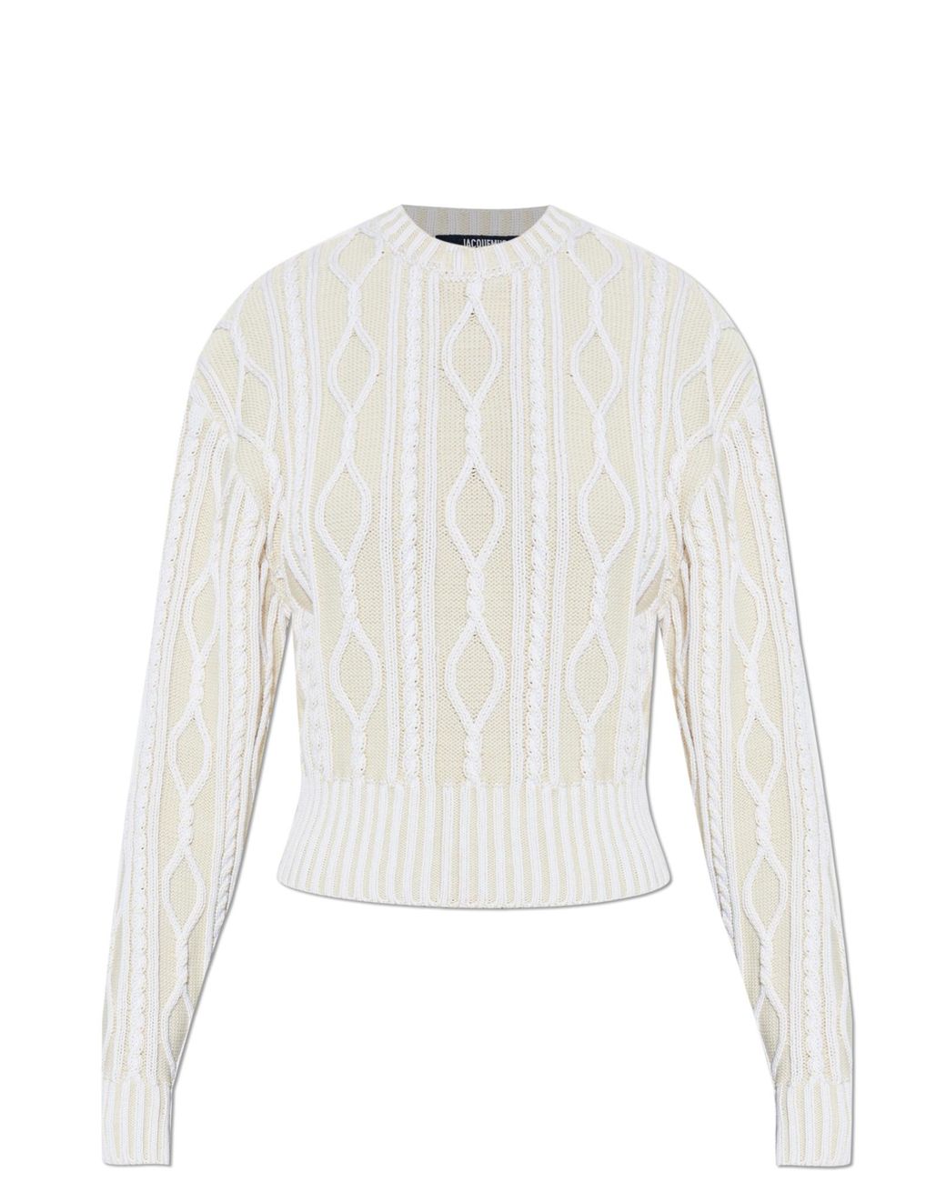 Jacquemus White Sweater With Decorative Knit
