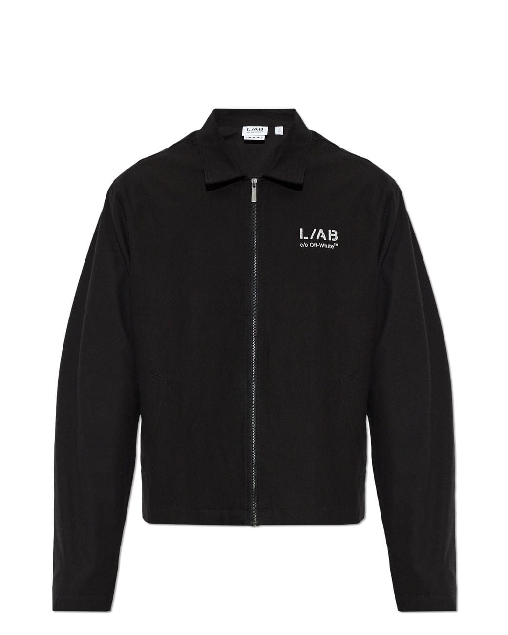 LAB C.O. OFF WHITE Black Cotton Jacket With Printed Logo for men