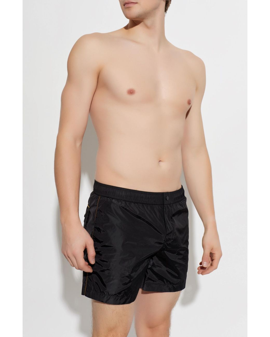 Moncler Black Swim Shorts With Logo Patch for men
