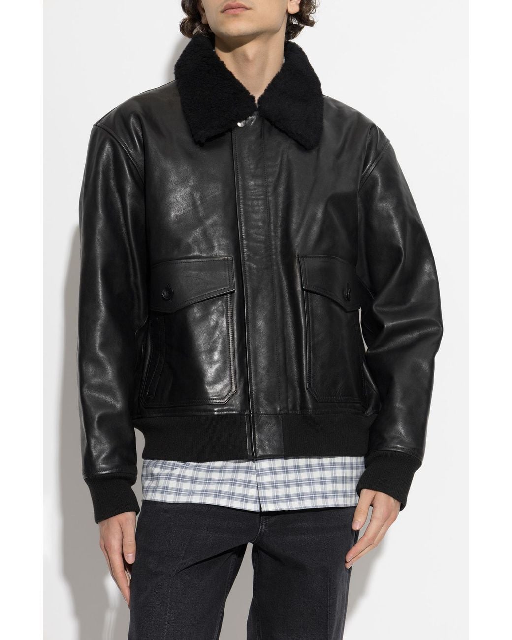 A.P.C. Black Leather Jacket 'Charies' for men