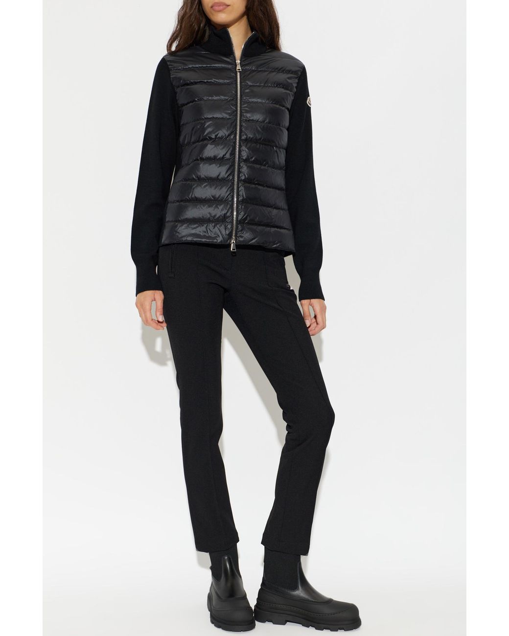 Moncler Black Cardigan With Down Filling