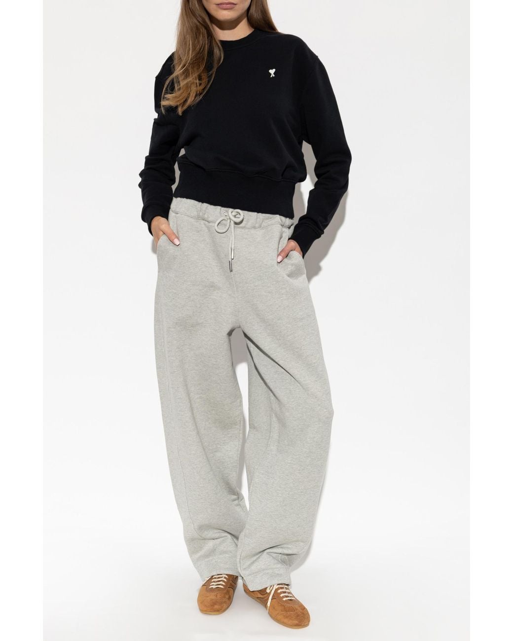 AMI Black Cotton Sweatshirt With Embroidered Logo
