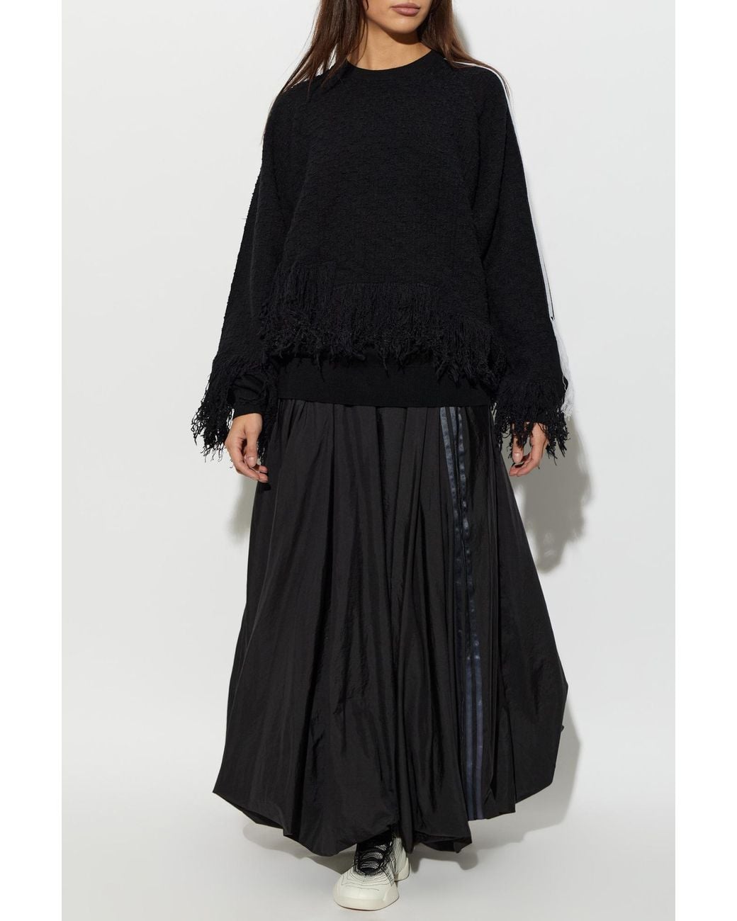Y-3 Black Wool Sweater With Fringes