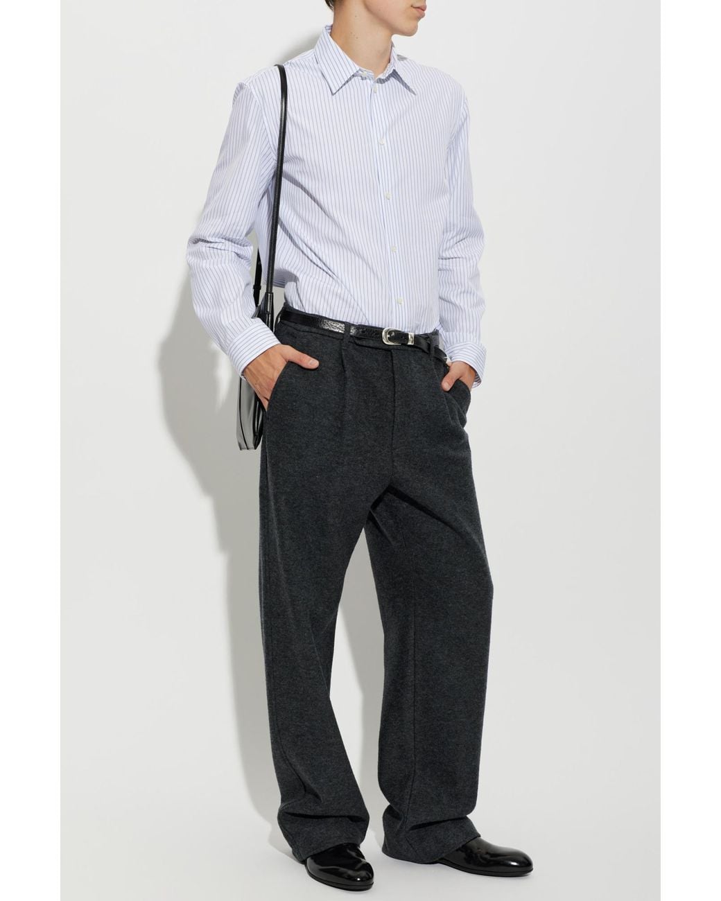 Jil Sander Black Wool Trousers With Pleats for men