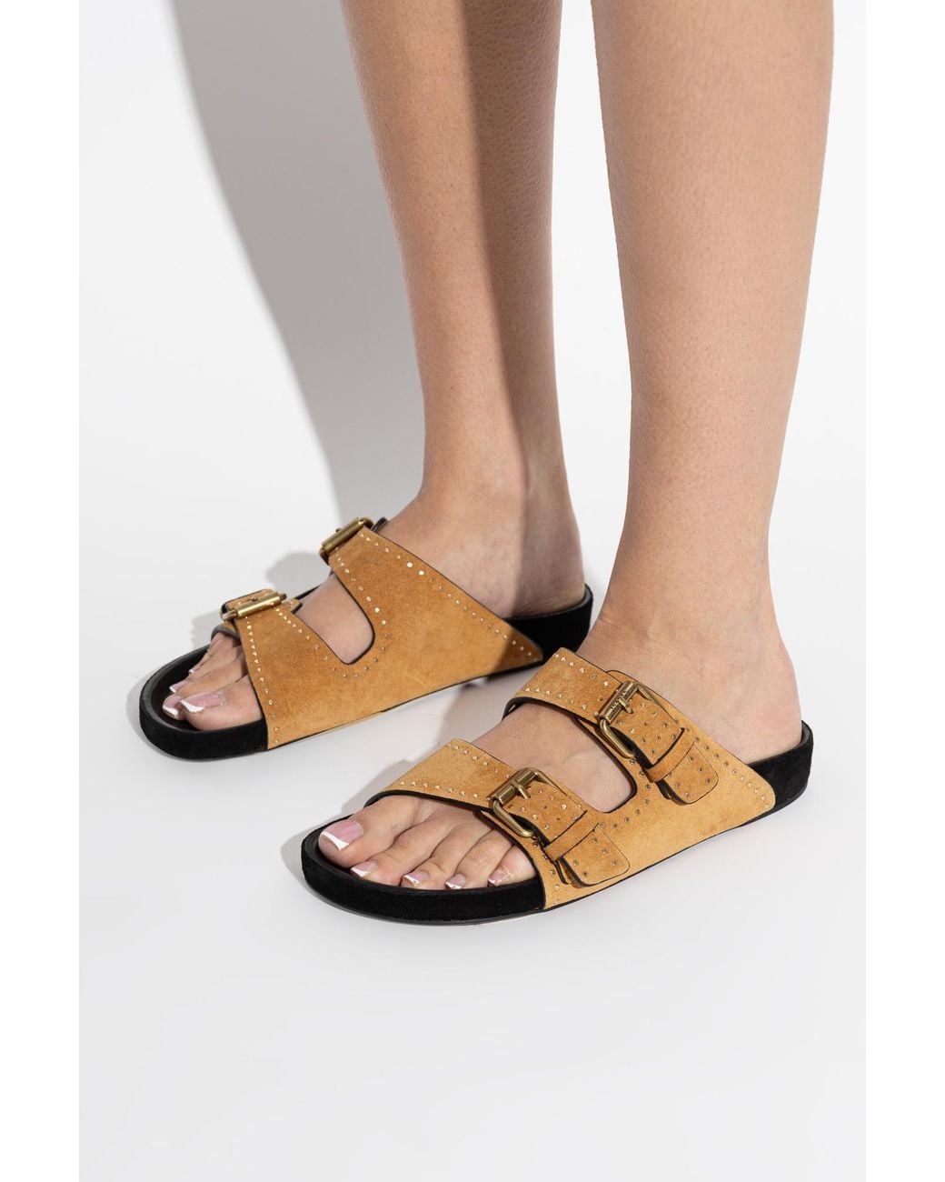 Isabel Marant Brown Suede Slides 'Lennyo'