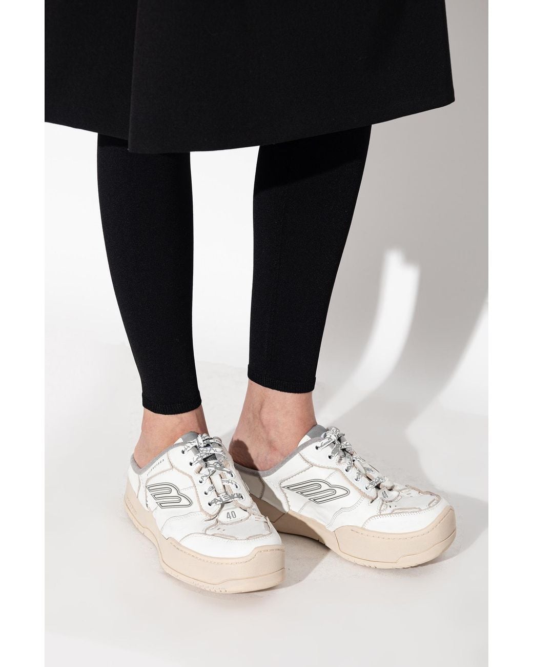 Balenciaga Gray 'Hamptons Plat' Platform Mules