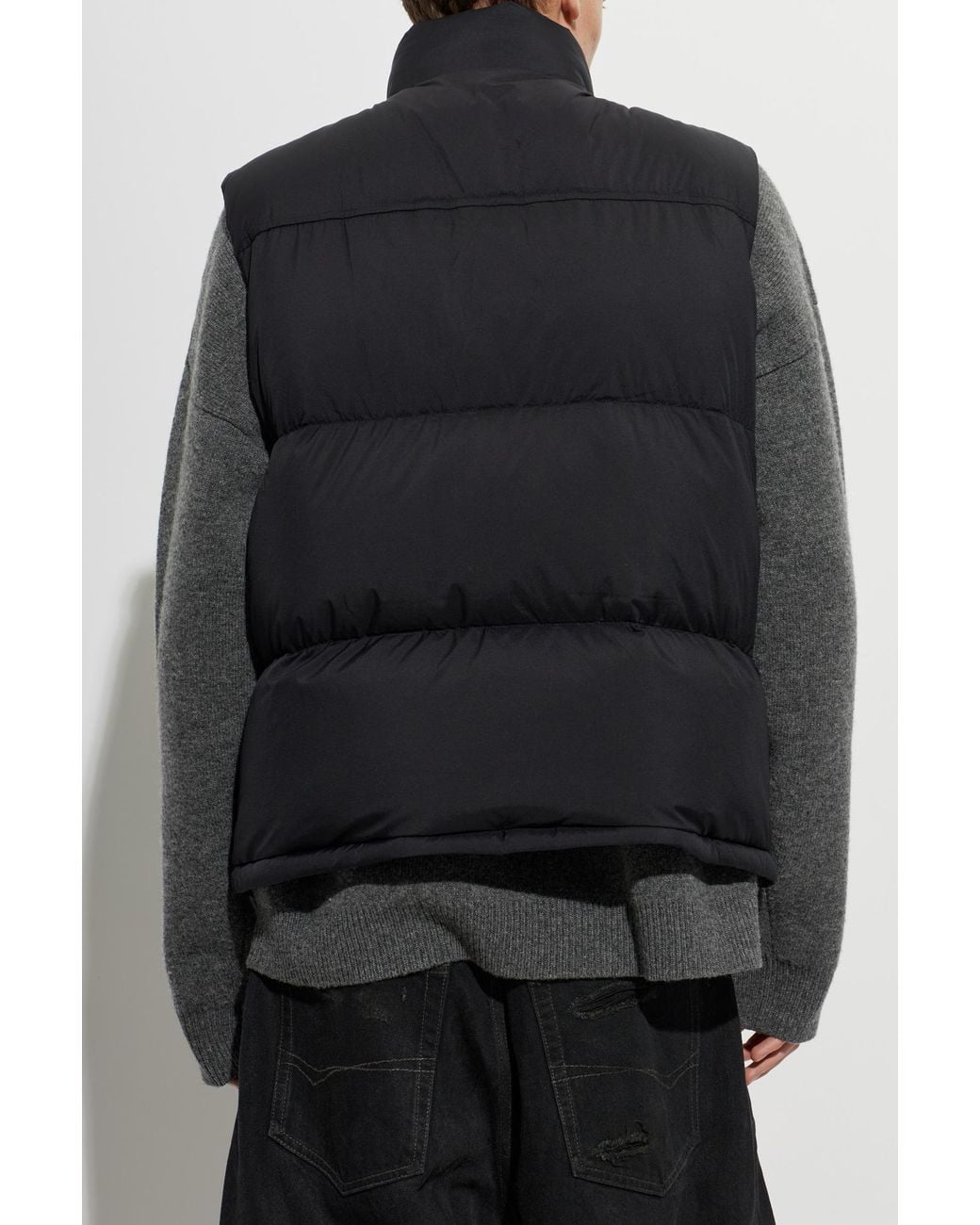 Moose Knuckles Black Down Gilet With Logo Application for men