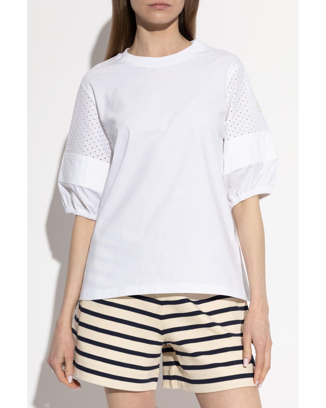 Moncler White Top With Puff Sleeves