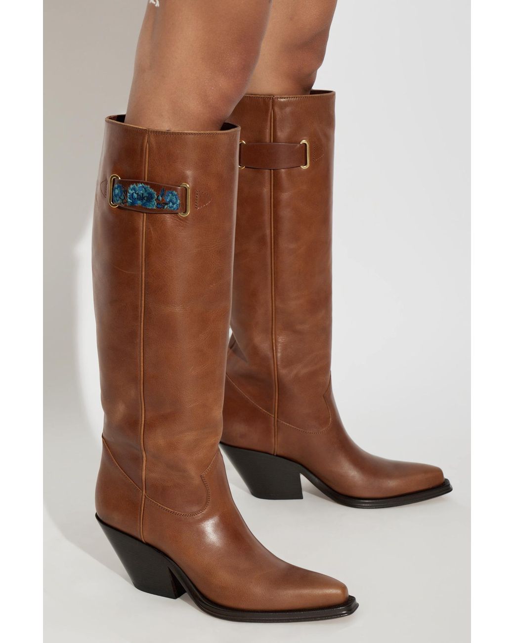 Chloé Brown 'Azelan' Leather Cowboy Boots