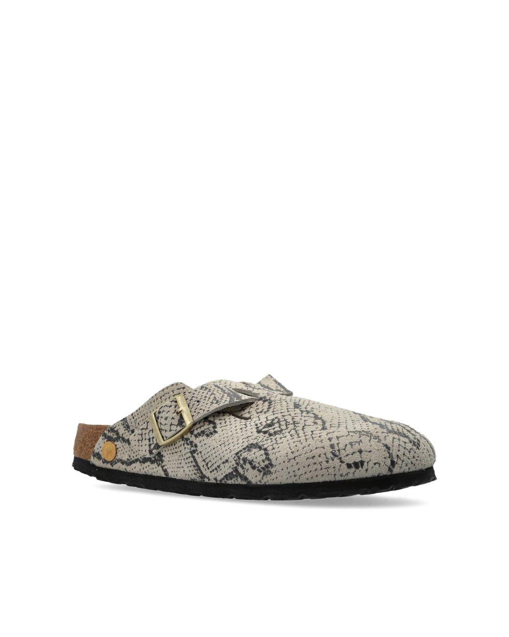 Birkenstock Natural 'Boston Rivet Logo' Slides