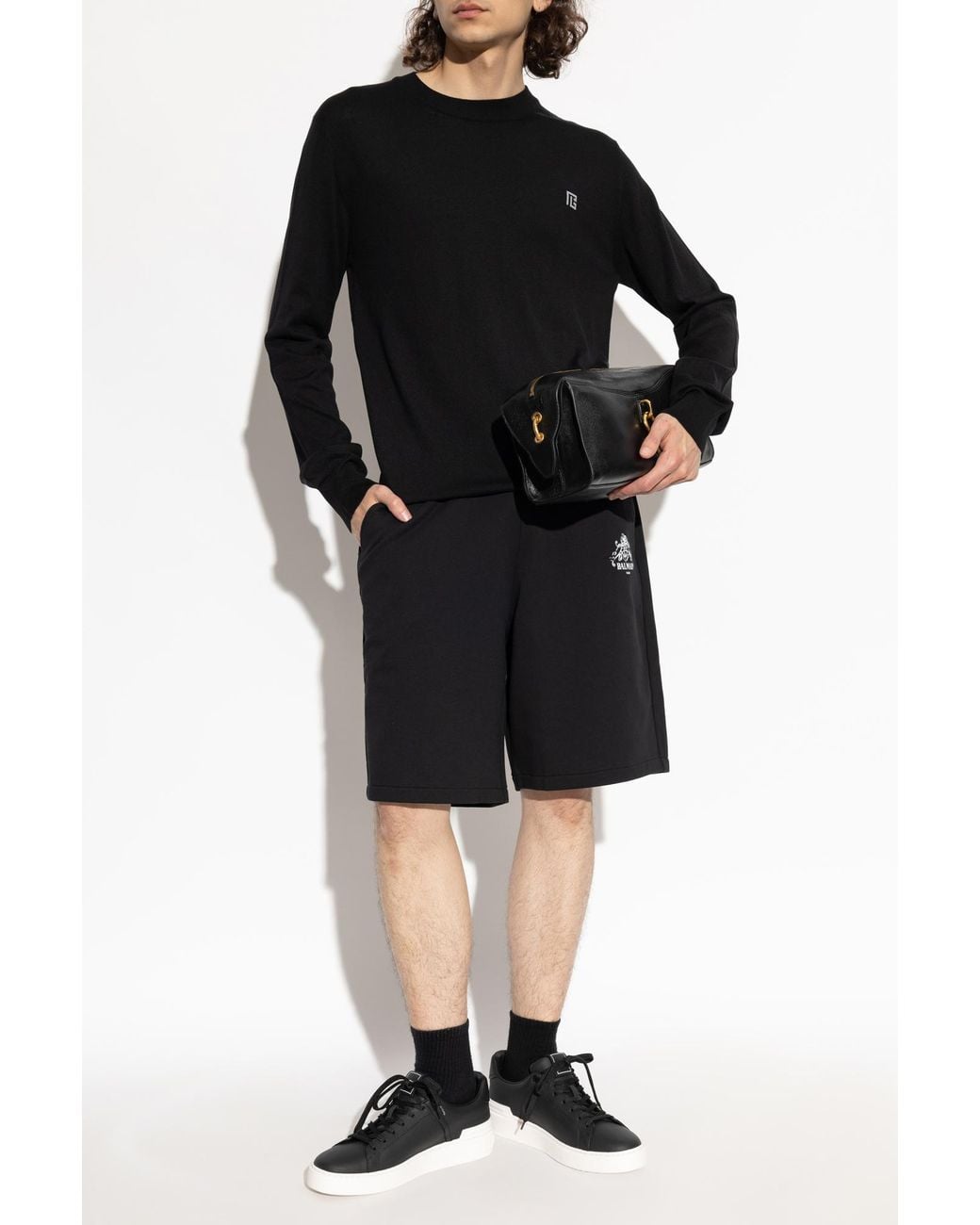 Balmain Black Sweater With Logo for men