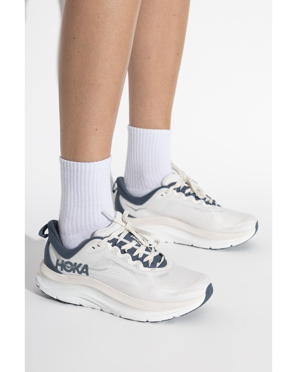 Hoka One One White 'Kawana 3' Sports Shoes