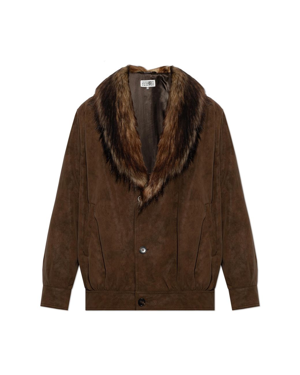 MM6 by Maison Margiela Brown Jacket With Faux Fur Collar