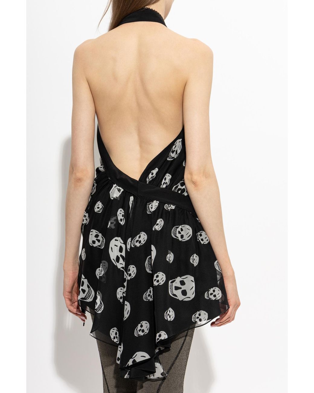 McQueen Black Silk Top With Open Back