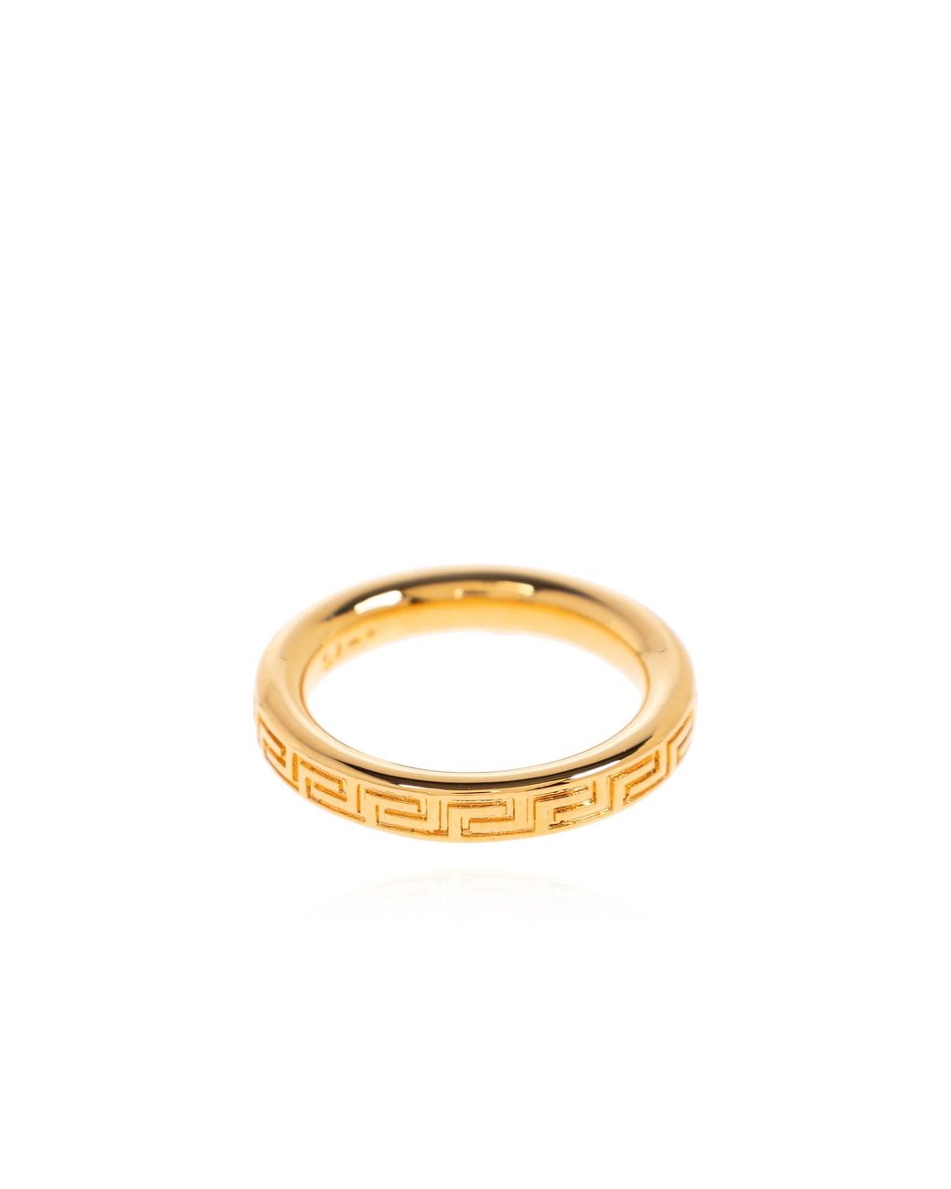 Versace Black Ring With Engraved Pattern