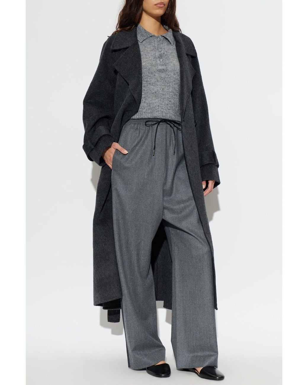 Lisa Yang Black Wool Coat 'Double'