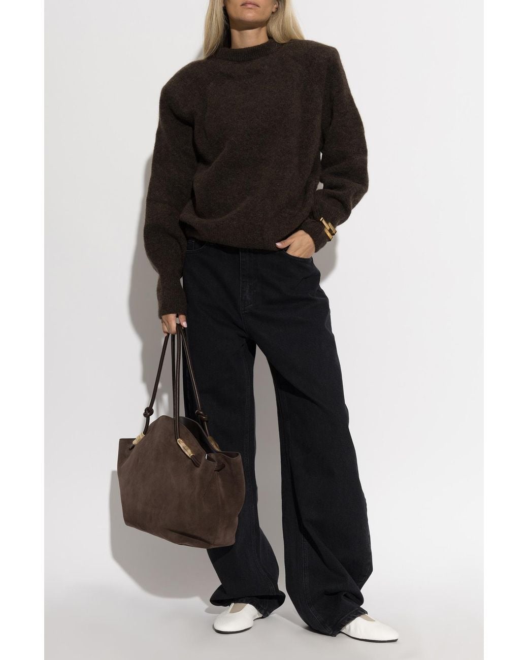 ROTATE BIRGER CHRISTENSEN Black Sweater With Shoulder Pads
