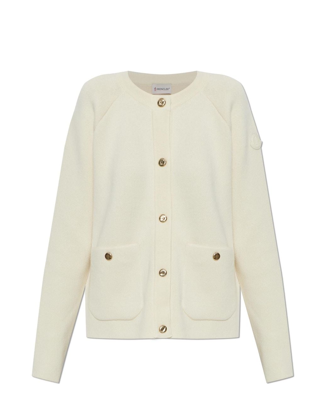 Moncler White Cardigan With Pockets