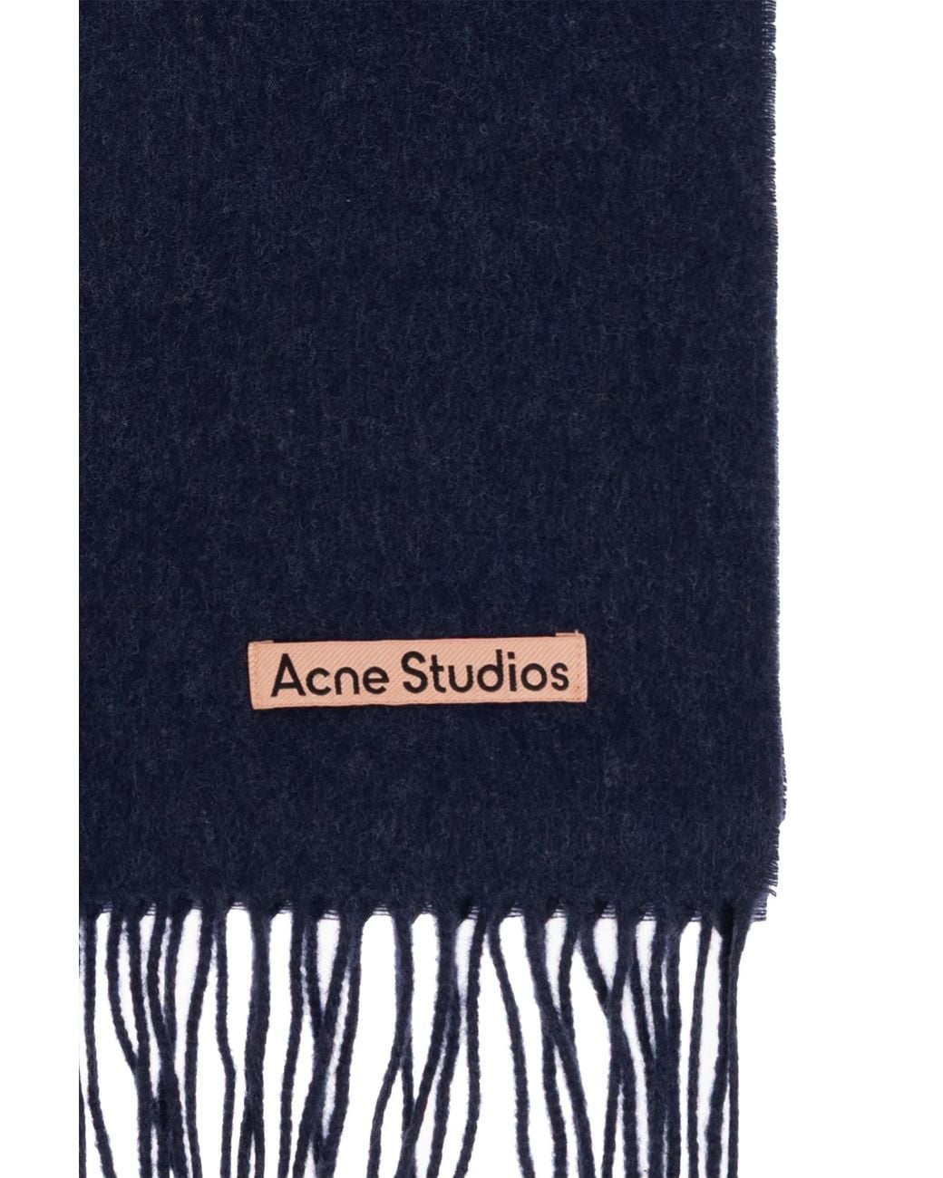 Acne Blue Wool Scarf With Fringing