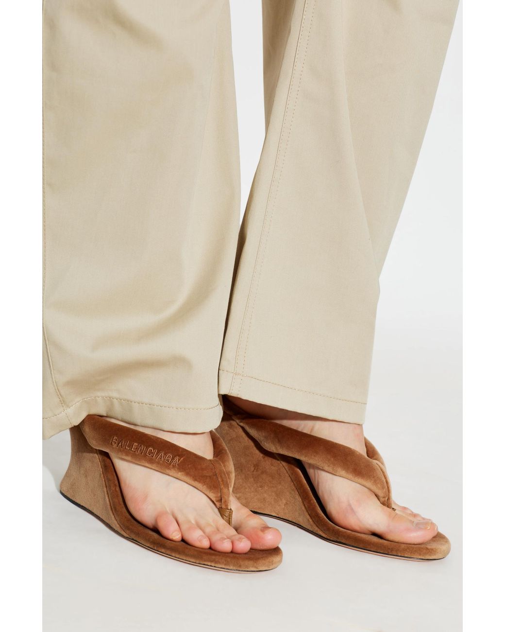 Balenciaga Brown Wedge Sandals 'Gaeta'