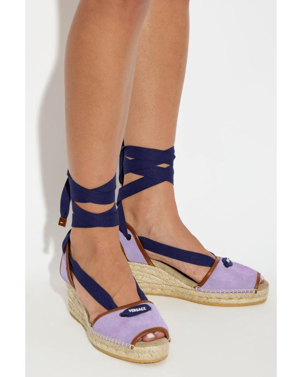 Versace Blue Wedge Sandals 'Lola'