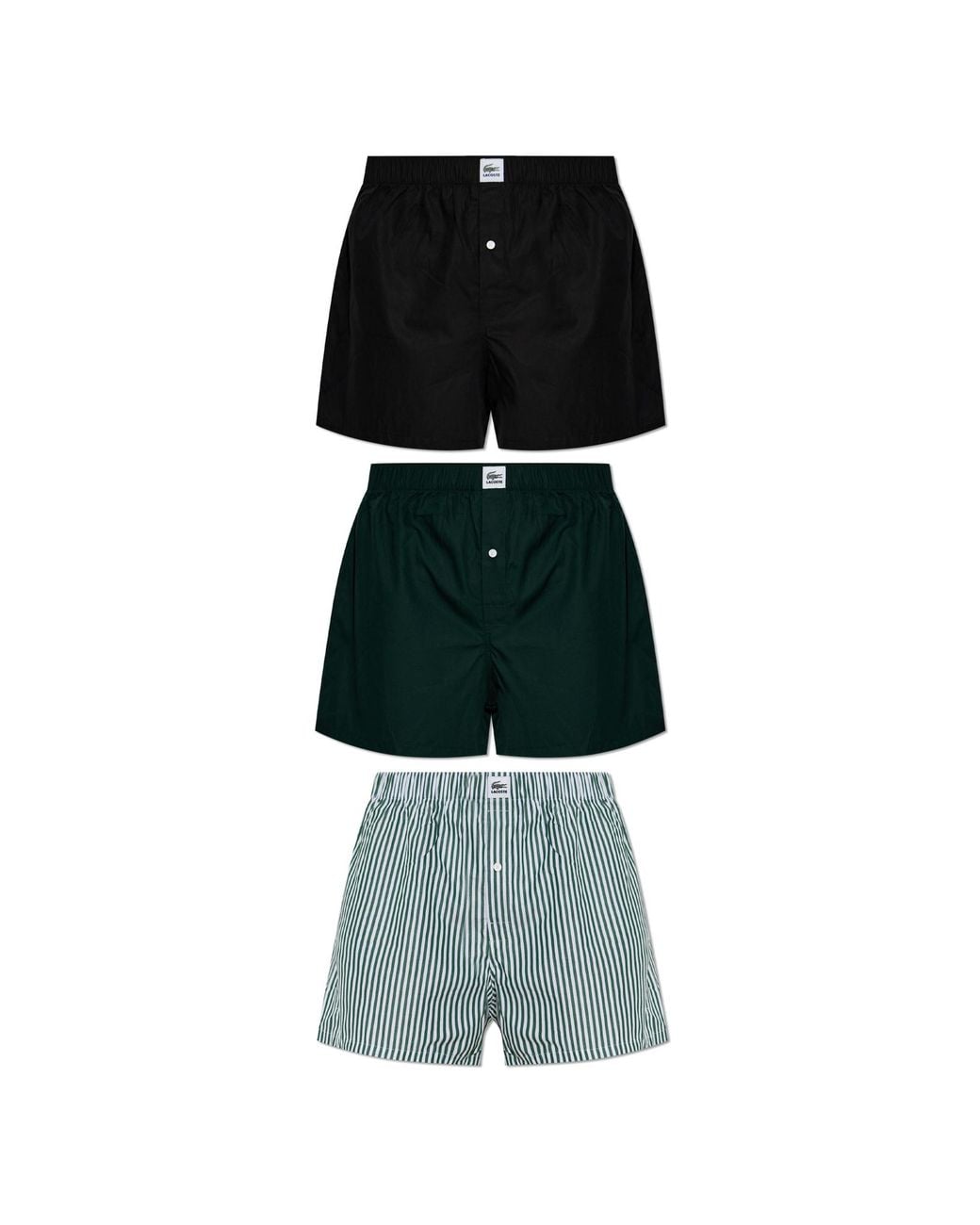 Lacoste Green Three-Pack Of Cotton Boxer Briefs for men