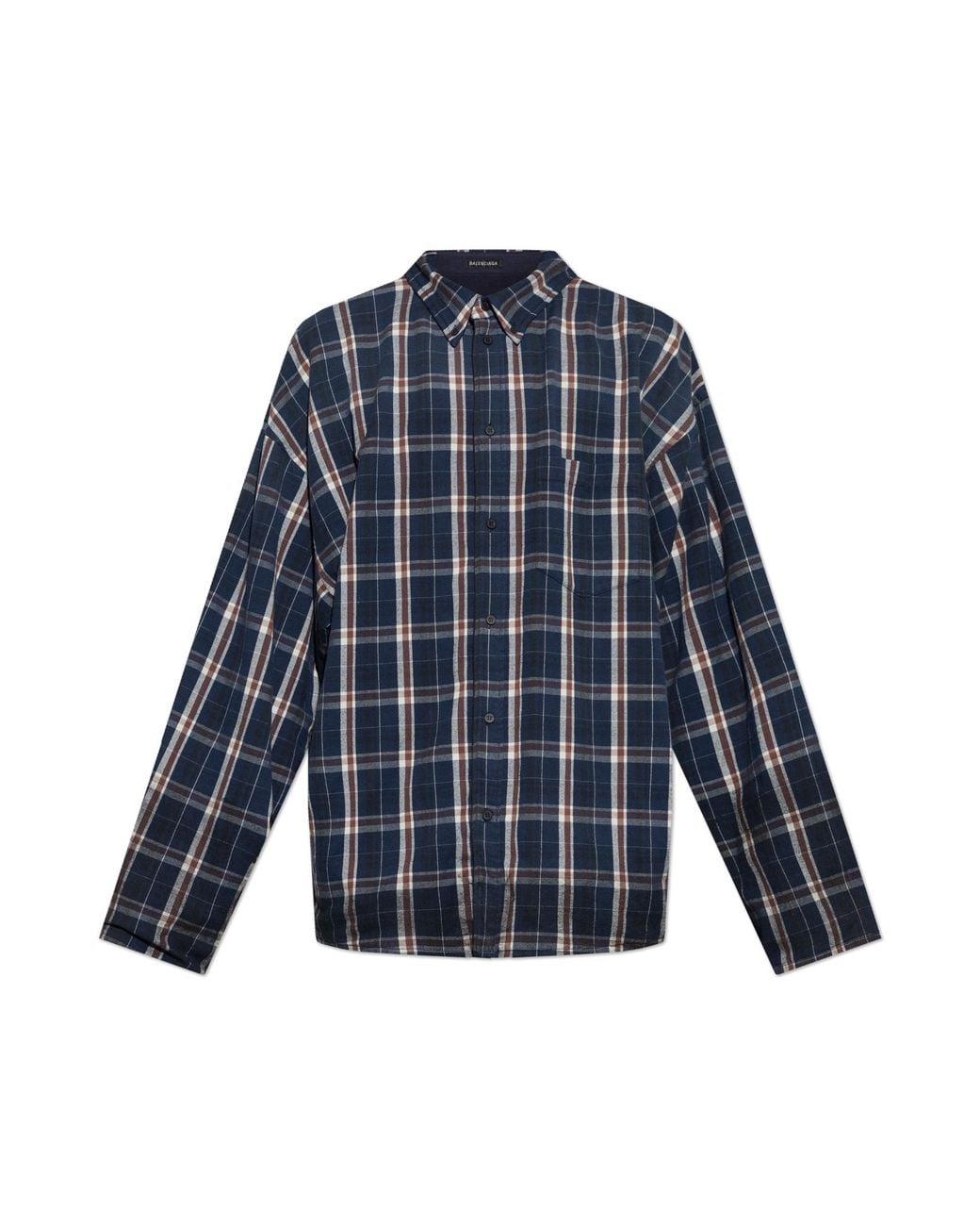 Balenciaga Blue Plaid Pattern Shirt for men