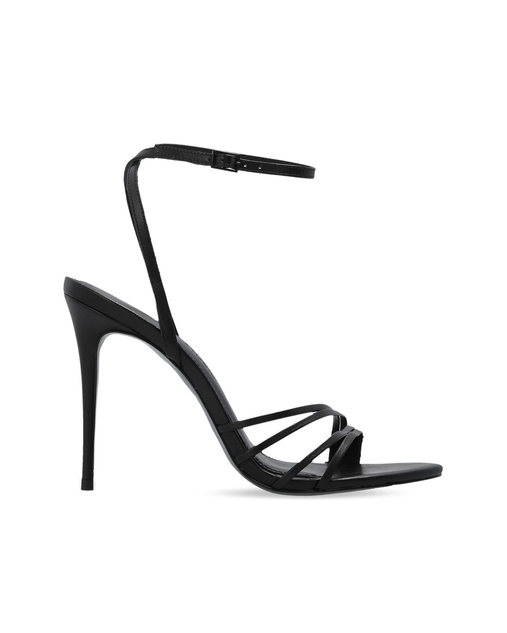 Black Suede Studio White Leather Heeled Sandals "Ella"