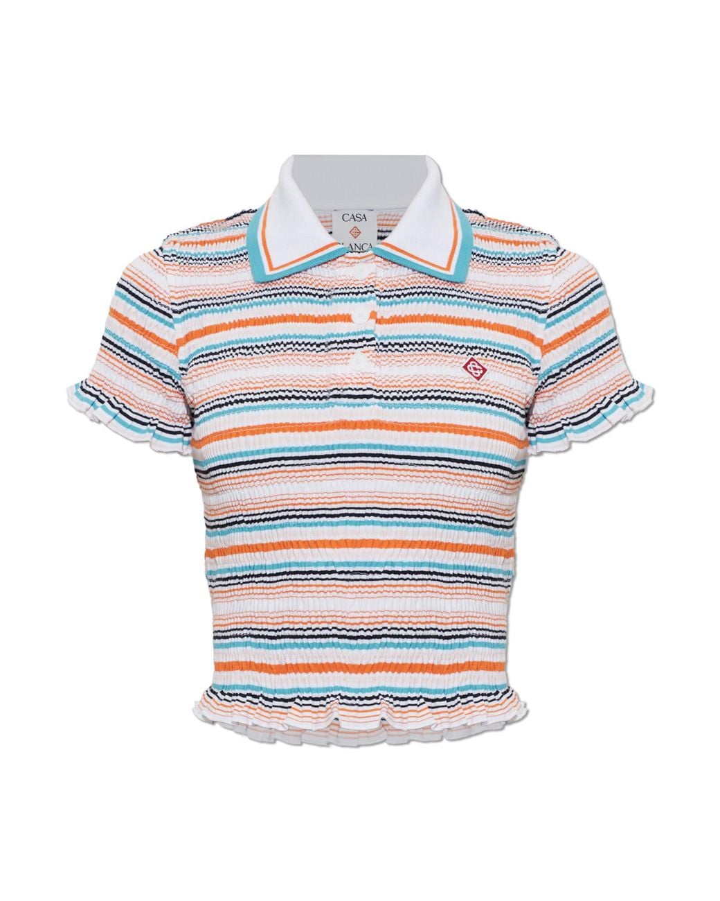 Casablanca Gray Polo Shirt With Striped Pattern