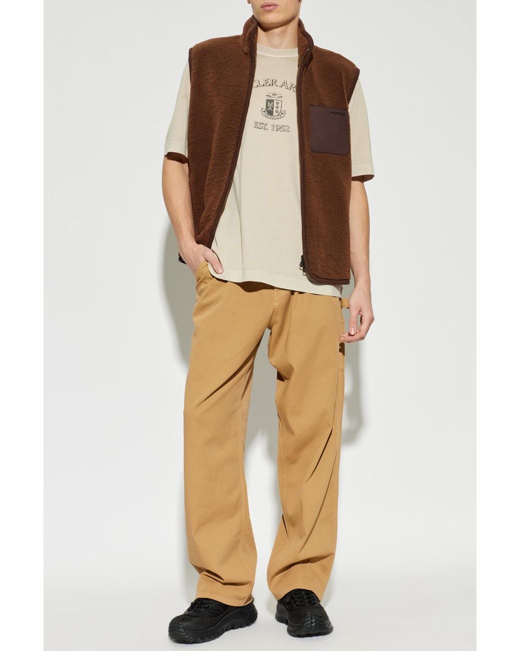 Moncler Natural T-Shirt With Logo for men