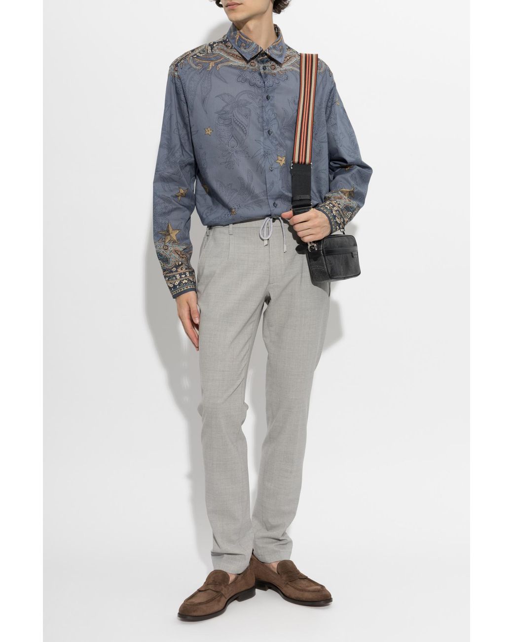 Etro Blue Patterned Shirt for men