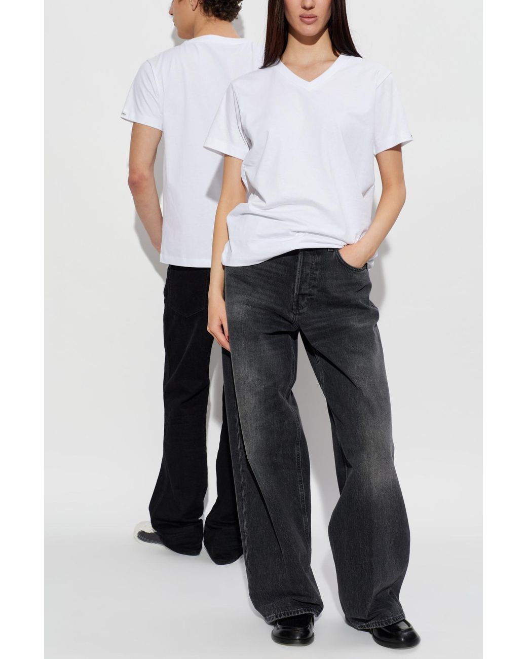 Acne White V-Neck T-Shirt