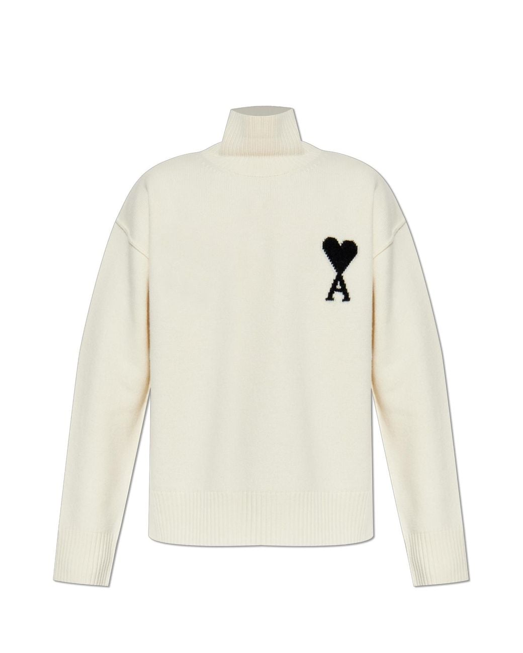 AMI White Wool Turtleneck