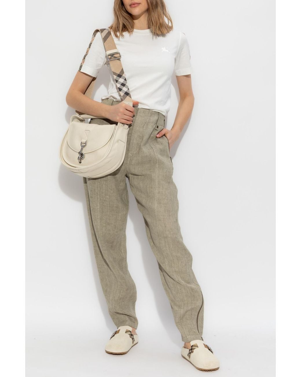 Burberry White T-Shirt With Embroidered Logo