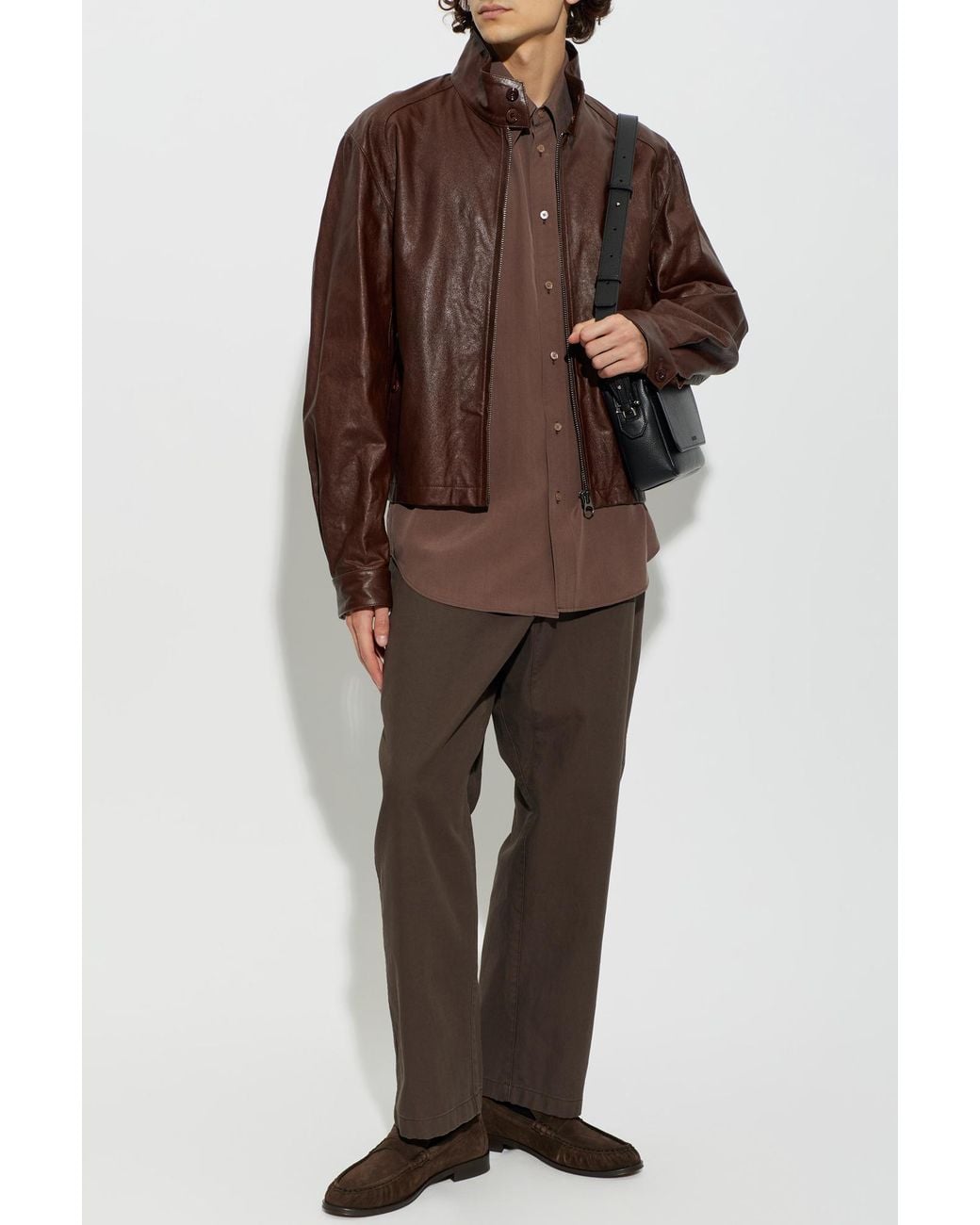Lemaire Brown Silk Shirt for men