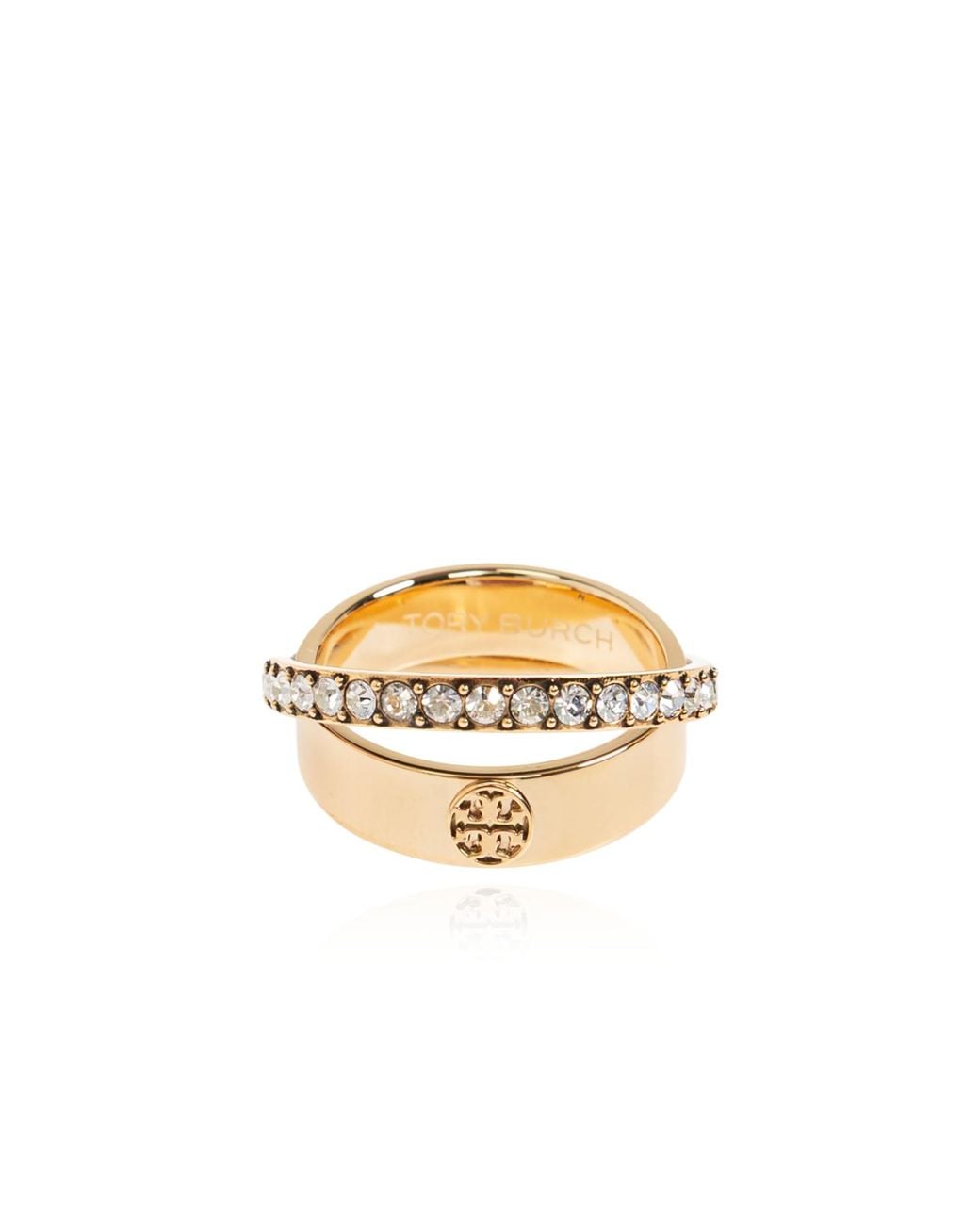 Tory Burch Metallic Ring With Shimmering Crystals