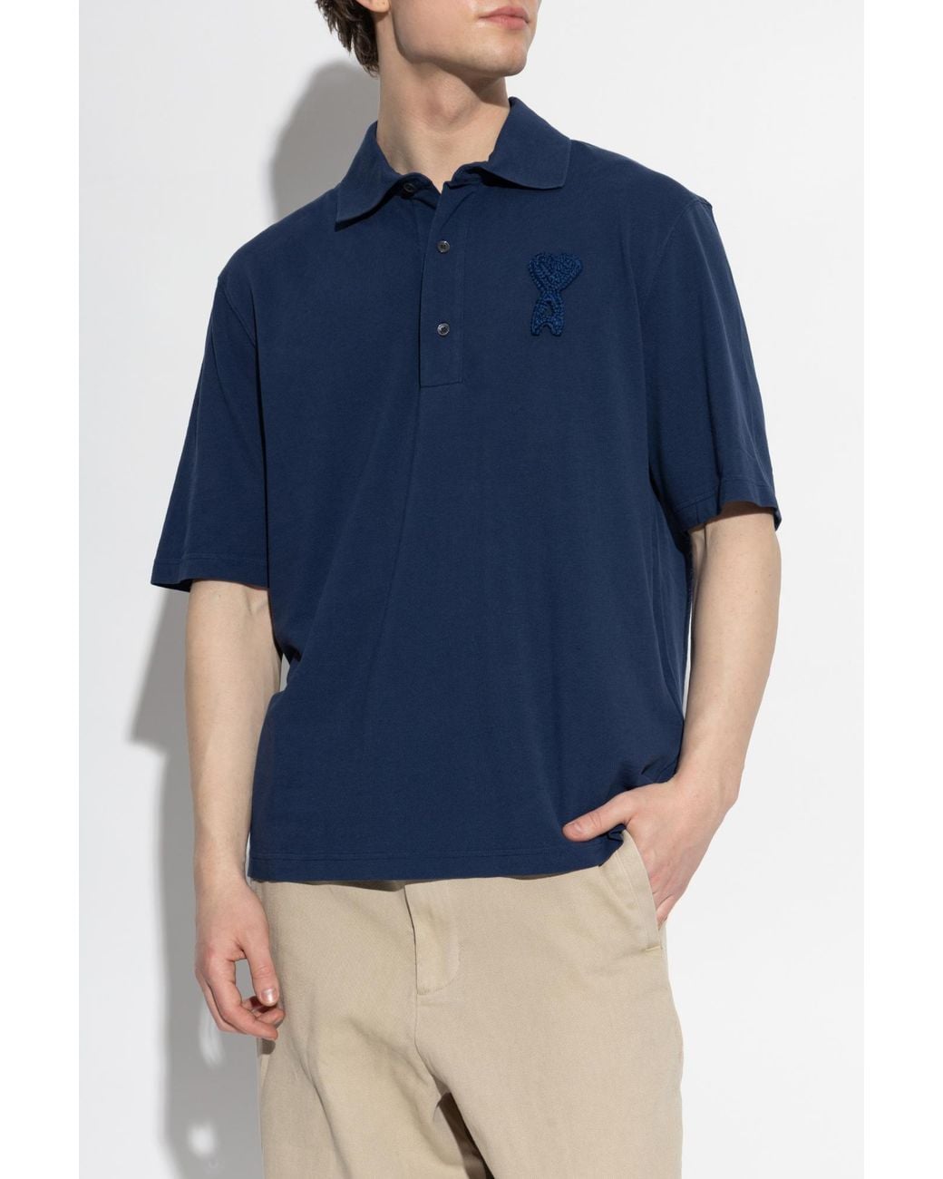 AMI Blue Polo With Patch for men