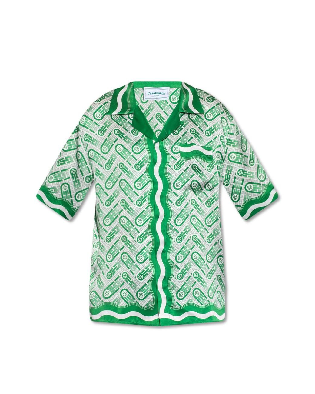 CASABLANCA Silk Shirt With Monogram in Green for Men
