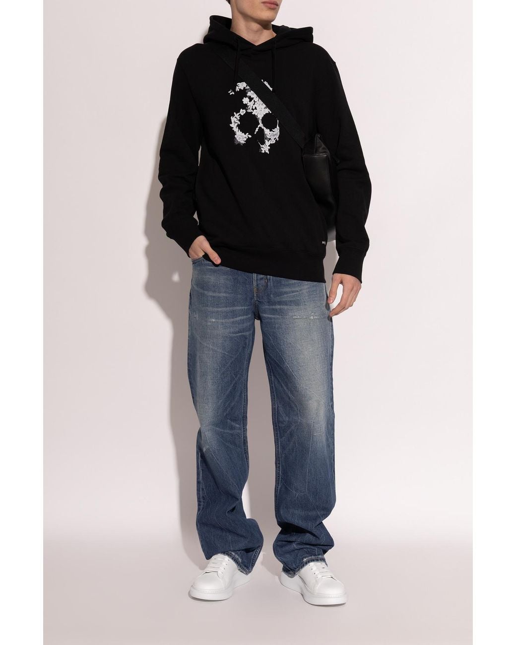 McQueen White Leather Sports Shoes With Logo for men
