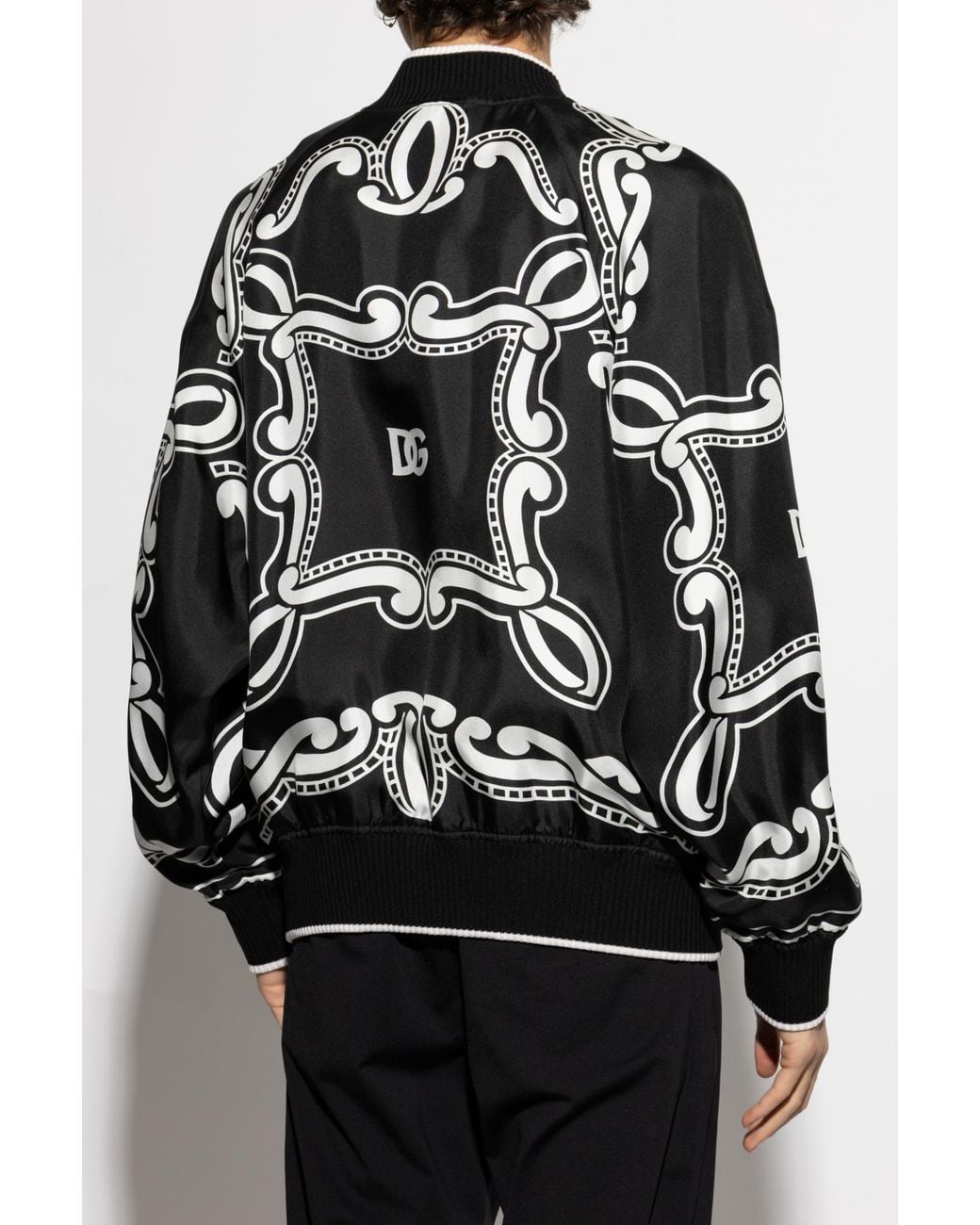 Dolce & Gabbana Black Silk Bomber Jacket for men